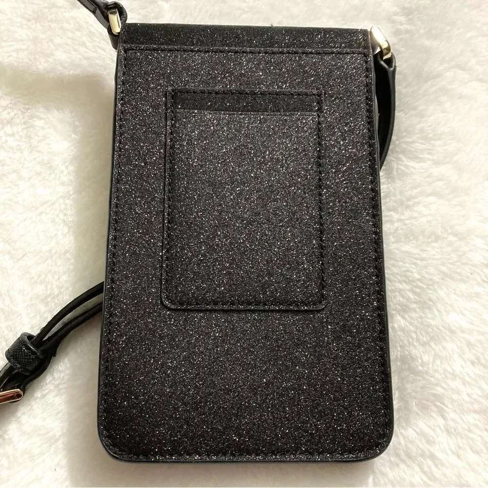 NWT Kate Spade Joeley North South Crossbody Black Glitter Mini Phone